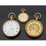 A 9ct gold cased open-faced pocket watch, the white enamel dial signed Kendal & Dent, London,