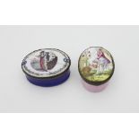 A Bilston enamel box, late 18th Century, of oval shape,