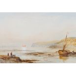 Cornelius Pearson (British 1805-1891)/Shore Scene with Figures/signed and dated 1887/watercolour,