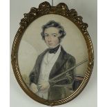 19th Century English School/Portrait of a Young Sportsman/half length,