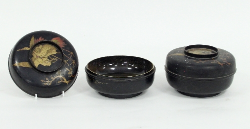 A pair of Japanese circular lacquer boxes and covers, circa 1910,