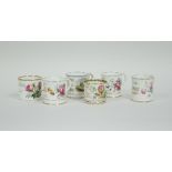 Six Coalport mugs, mid to late 19th Century, five decorated with floral sprays,