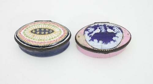 Two Bilston enamel patch boxes, late 18th Century,