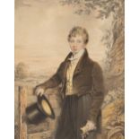 Attributed to Henry Eldridge (British 1769-1821)/A Young Gentleman/with top hat,