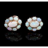 A pair of opal cluster ear studs,