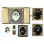 J E Buckley/Miniature Portrait of a Gentleman in Blue Cravat/dated verso 1852/watercolour on ivory,