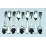 A set of six Irish silver table spoons, T Farnett for William Law, Dublin 1823,