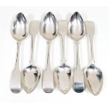 A set of six Irish provincial silver table spoons, Joseph Gibson, Cork, circa 1800-1820,