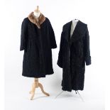 A lady's astrakhan coat, full length with Selfridges label,