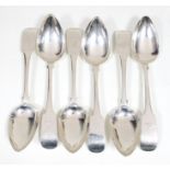 A set of six Irish provincial silver table spoons, Joseph Gibson, Cork, circa 1800-1820,