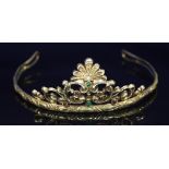 A Russian silver gilt and gem set tiara, Khlebnikov, circa 1900,