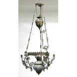 A hanging oil lamp,