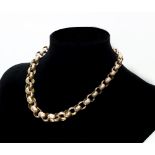 A 9ct gold chain of graduated faceted links, 41cm long, approximately 43.