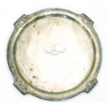 A large silver salver, Walker & Hall, Sheffield 1937, with shell and reeded rim, crested,