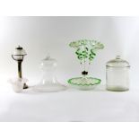 A three-stem glass epergne,