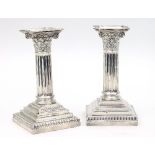 A pair of silver candlesticks, Sheffield 1894,