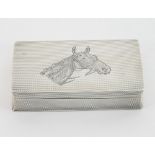 A silver snuff box, A W, Birmingham 1950, retailed by Asprey, engine turned decoration throughout,