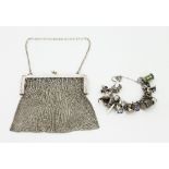 A silver chain link evening bag, London 1926,