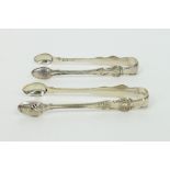 A pair of Irish silver Queens pattern sugar tongs, J Smyth, Dublin 1850,