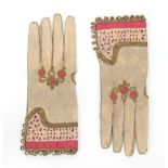 A pair of late 17th Century suede leather gloves,