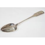 An Irish silver dividing spoon, Richard Sawyer, Dublin, 1809, of fiddle pattern,