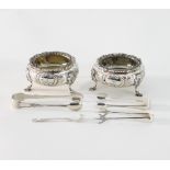 A pair of Victorian silver open salts, G R, London 1856,