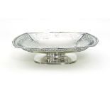 A square silver pedestal dish, F C, Sheffield 1945,