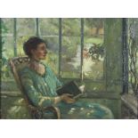 Emmeline Deane (British 1858-1944)/Young Lady Reading at a Window/oil on canvas,