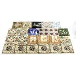 Twenty-one Minton tiles and other tile varieties