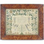 A needlework sampler dated 1824,