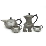 A 'Craftsman' four-piece pewter tea set,