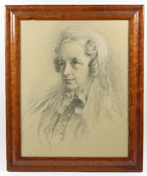 W P Miller/Portrait of a Lady/head and shoulders/pencil and coloured chalk,