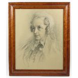 W P Miller/Portrait of a Lady/head and shoulders/pencil and coloured chalk,