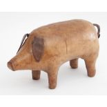 A stuffed leather pig probably by Omersa for Liberty,