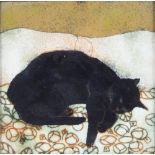 Beryl Turpin (British, 20th Century) /Sleeping Cat/enamel on copper, 19.5cm x 19.