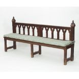 A Victorian gothic oak bench,