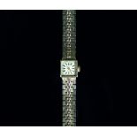 A 9ct gold Marin wristwatch with square face and link strap,