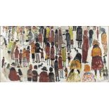 Fred Yates (British 1922-2008)/The Crowd/signed and dated 73', label verso states date purchased,