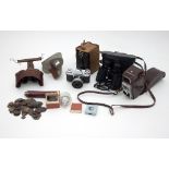 A group of three various cameras and a stereoscope to include a Zeiss Ikon Contraflex