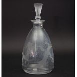 Anne Dybka for Lalique/A glass decanter and stopper, engraved mare, foal and ancient oak, signed,
