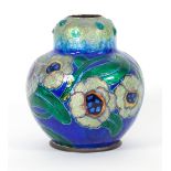 Camille Fauré (French 1874-1956) for Limoges/An enamelled metal vase of globular form with