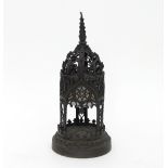 A George IV gothic bronze candle stand chimney ornament,