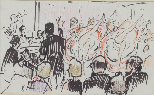 20th Century English School/Café Royal/pen and pastel, 15cm x 24.