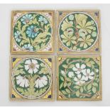 J Brooke for Minton/A set of four ceramic tiles,