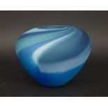 Deborah Fladgate (born 1957)/A globular shaped glass vase, with blue,