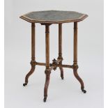 An oak octagonal occasional table in the manner of Gillows, with reeded,