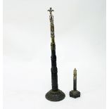 A George IV gothic bronzed metal table screen stand,