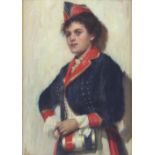 Attributed to Robert Edward Morrison (British 1852-1925)/Young Woman in Uniform/oil on board,
