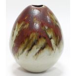 Graham James/A large stoneware vase of globular form with red oxide decoration, inscribed to base,