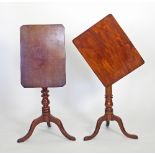 Two 19th Century small mahogany tripod tables with rectangular tops,